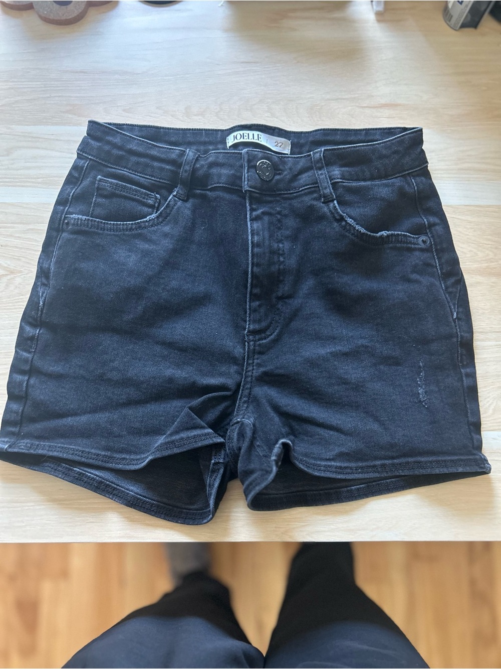 Black High-Waist Denim Shorts